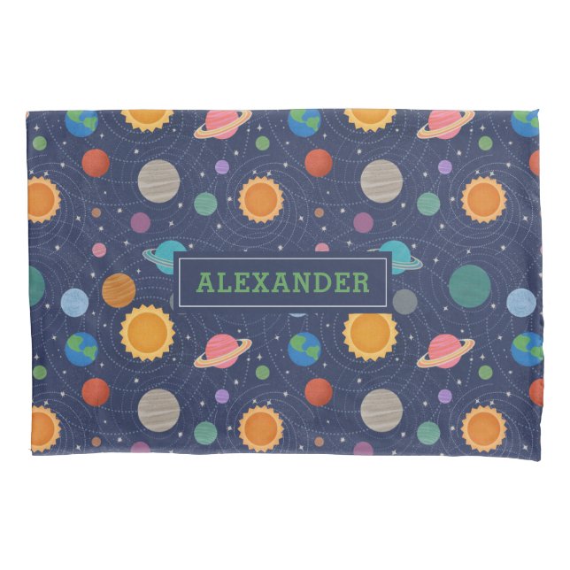 Housse D'oreillers Système solaire avec Soleil et Planètes Personnali (devant)