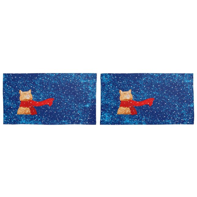 Housse D'oreillers Tabby aime la neige (devant-Set)