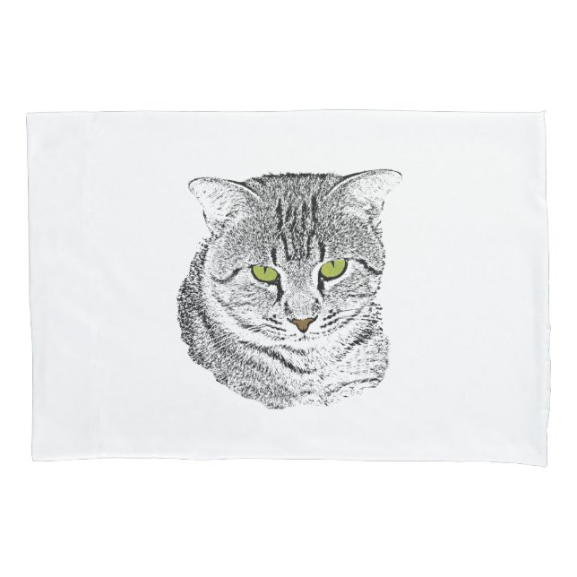 Housse D'oreillers Tabby Cat Sketch Pilote (devant)