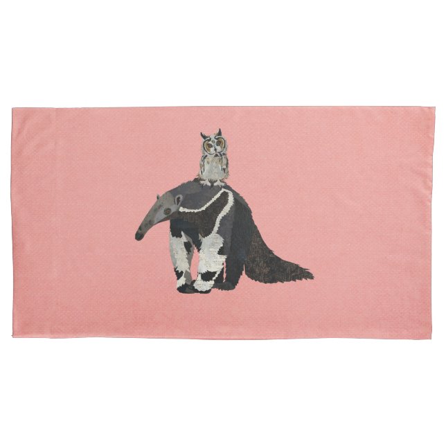 HOUSSE D'OREILLERS TAMANDUA & HIBOU (devant)
