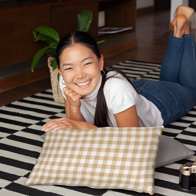 Housse D'oreillers Tan Beige À damiers Coussin Coque (Créateur téléchargé)