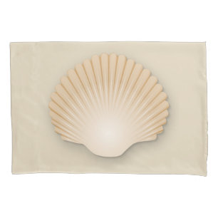 Housse D'oreillers Tan pour la plage a cranté le coquillage