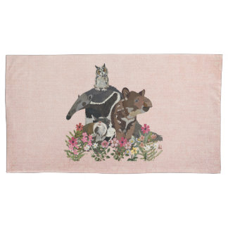 HOUSSE D'OREILLERS TAPIR, TAMANDUA, TAMARIN & HIBOU