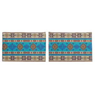 Housse D'oreillers Tapis de tapis bleu antique turc Kilim
