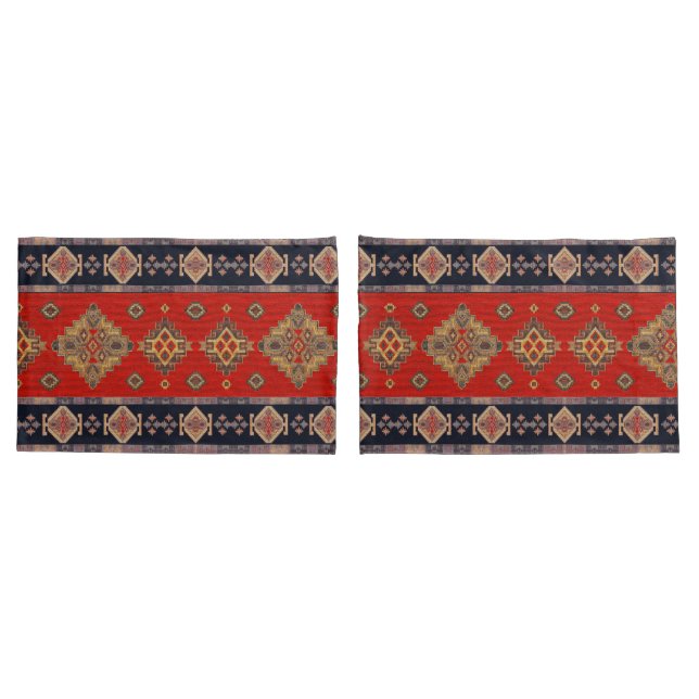 Housse D'oreillers Tapis de tapis rouge antique turc Kilim (Dos-Set)