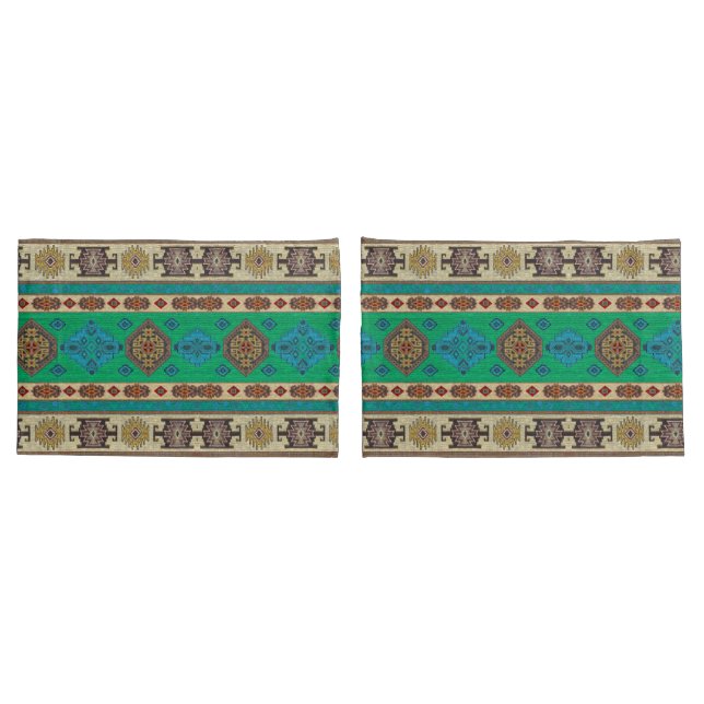 Housse D'oreillers Tapis kilim turc vert antique (Dos-Set)