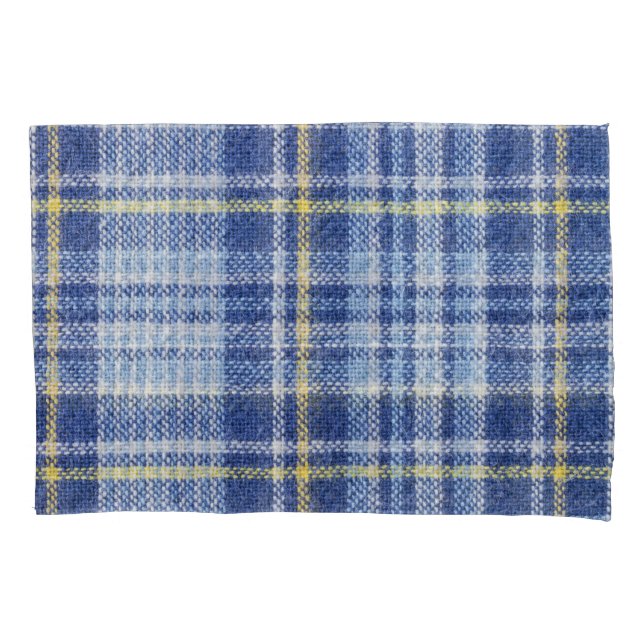 Housse D'oreillers Tartan jaune bleu : Plaid tendance (devant)