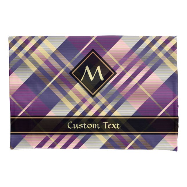 Housse D'oreillers Tartan mauve, or et bleu (devant)