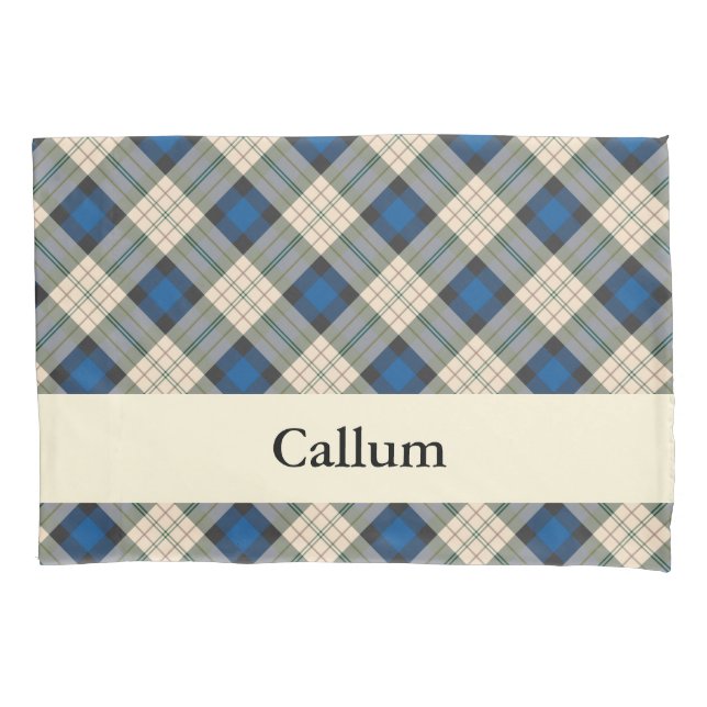 Housse D'oreillers Tartan plaids motif - beige bleu traditionnel (devant)