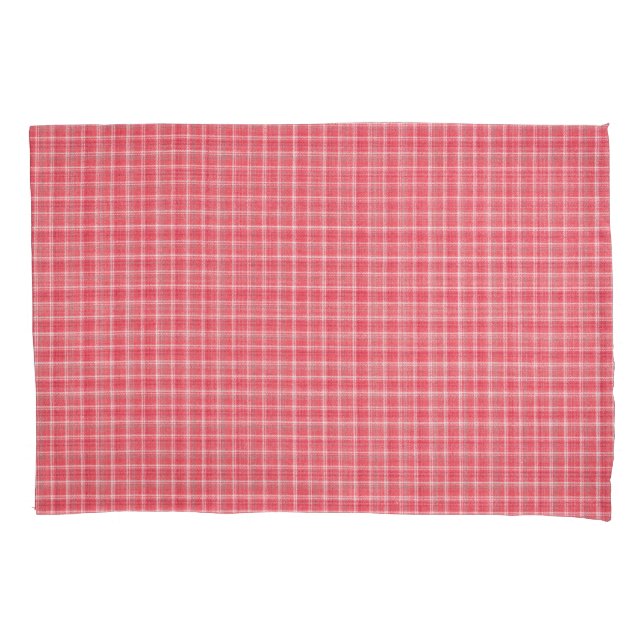 Housse D'oreillers Tartan rouge rétro plaid : motif sans soudure. (devant)