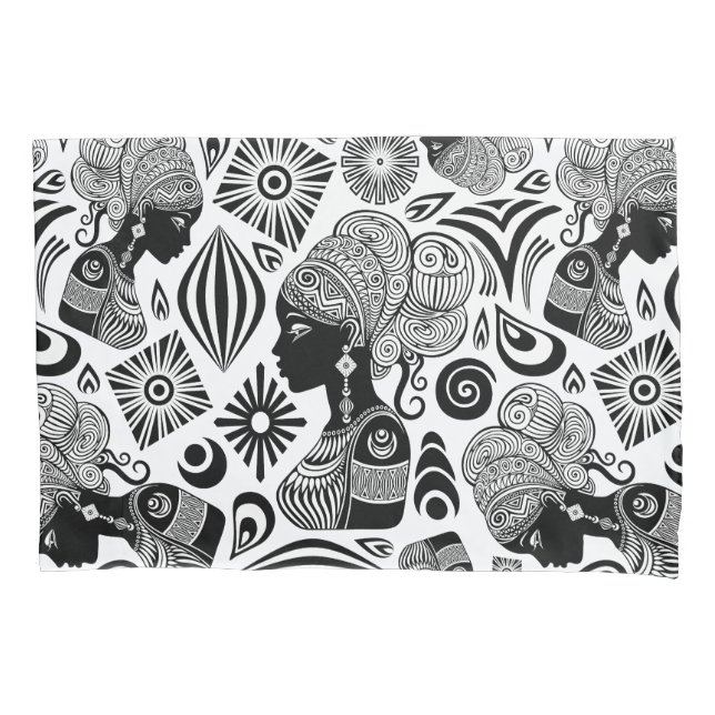 Housse D'oreillers Tatouage Tribal Portrait de Fille Africaine (devant)
