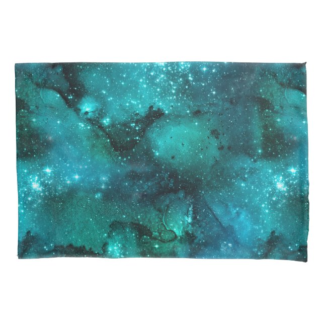 Housse D'oreillers Teal Galaxy Series Design 6 (devant-gauche)