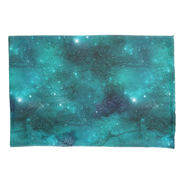 Housse D'oreillers Teal Galaxy Series Design 8 (devant-gauche)