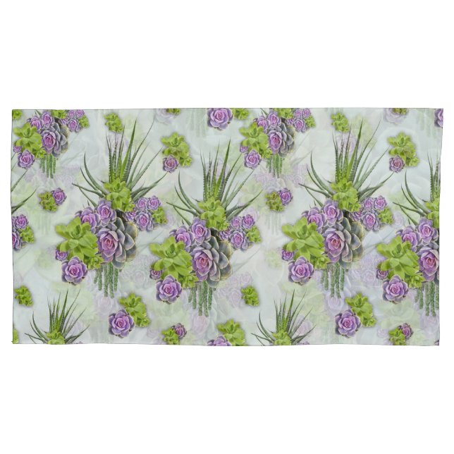 Housse D'oreillers Teintes succulentes de la mer Vert & Lavande (devant-gauche)