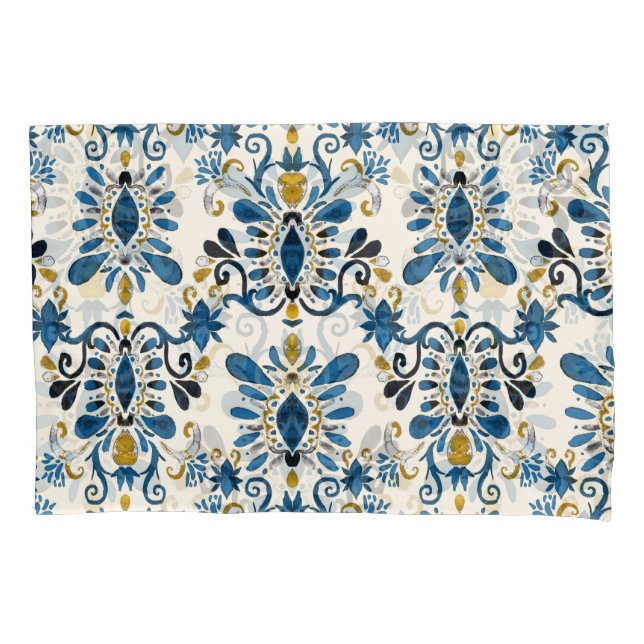 Housse D'oreillers teinture à cravate Ikat, aquarelle tribale (devant)