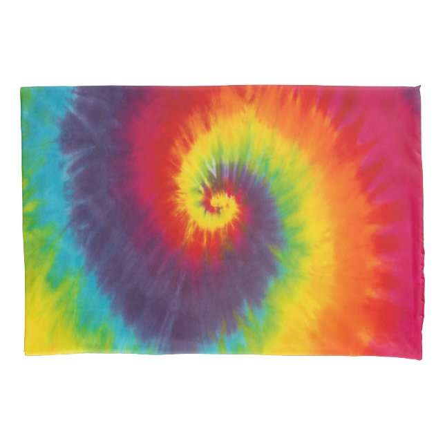 Housse D'oreillers Teinture Tie Dye Tourbillon Arc-en-Ciel Couleurs F (devant)