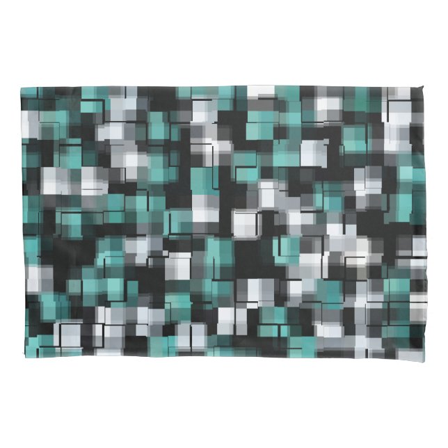 Housse D'oreillers Tendance Turquoise Vert Bleu Noir Blanc Abstrait P (devant)
