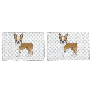 Housse D'oreillers Tervueren et blanc Boston Terrier Chien de dessin