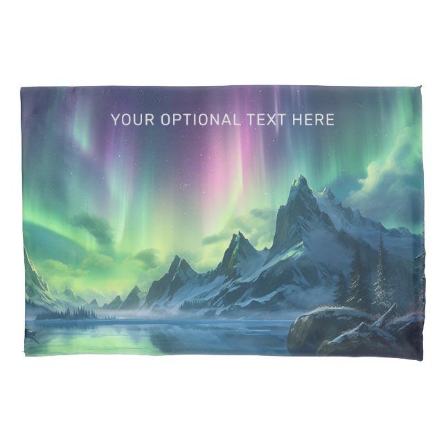 Housse D'oreillers Texte personnalisé Aurora Borealis (devant)