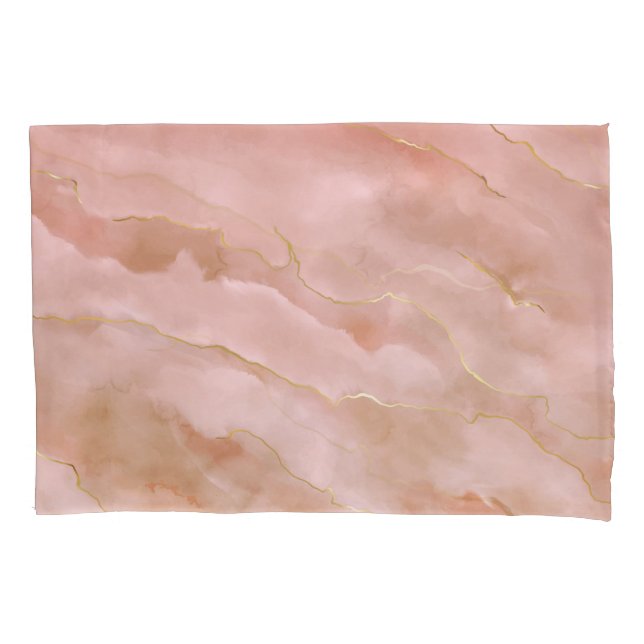 Housse D'oreillers Texture or en marbre rose liquide (devant)