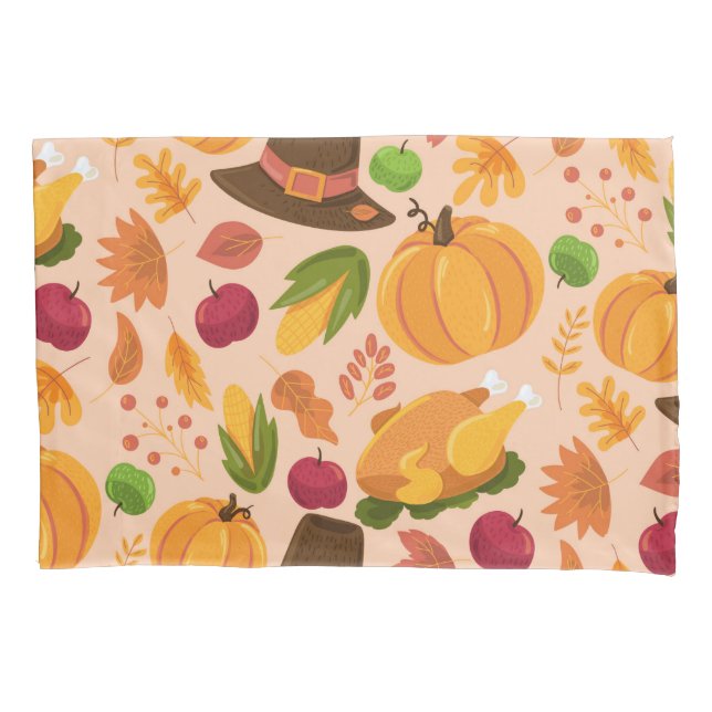 Housse D'oreillers Thanksgiving Turquie Citrouille Automne Motif (devant)