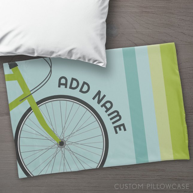 Housse D'oreillers Thème de vélo avec texte personnalisé (Custom Pillowcase)