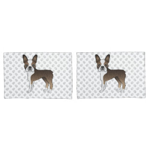 Housse D'oreillers Tigres Boston Terrier Chiens de dessin animé et pa