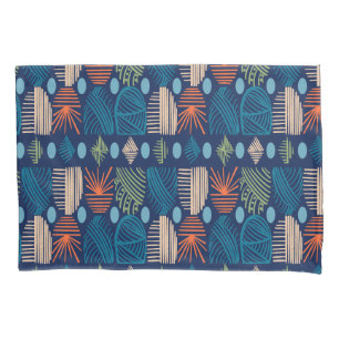 Housse D'oreillers Tissu de moisissure tribale des Caraïbes : bleu fe