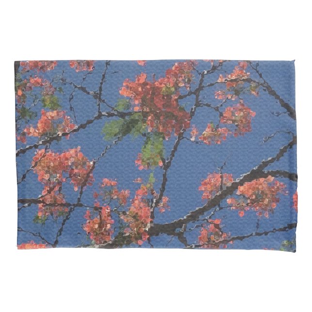 Housse D'oreillers Tissu floral, bleu (devant)