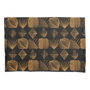 Housse D'oreillers Tissu Tribal des Caraïbes : Noir, Or