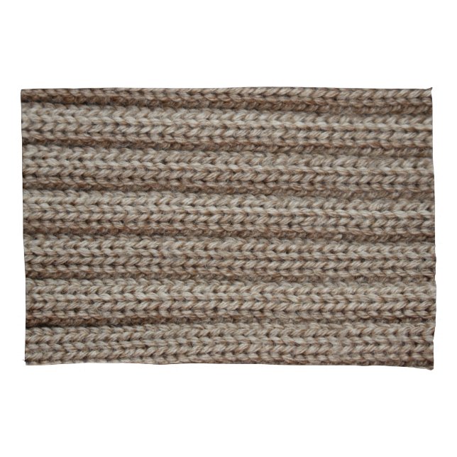 Housse D'oreillers Tissu tricoté clair, texture brune. (devant)