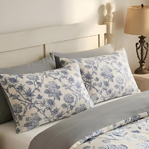 Housse D'oreillers Toile Botanique   Hortensia & Hollyhock