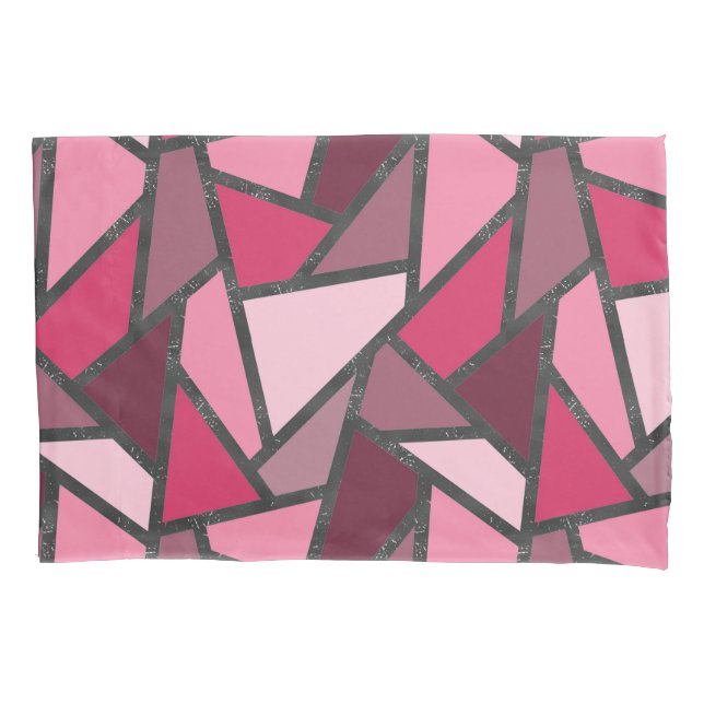 Housse D'oreillers Tons de motif en vitrail rose (devant)