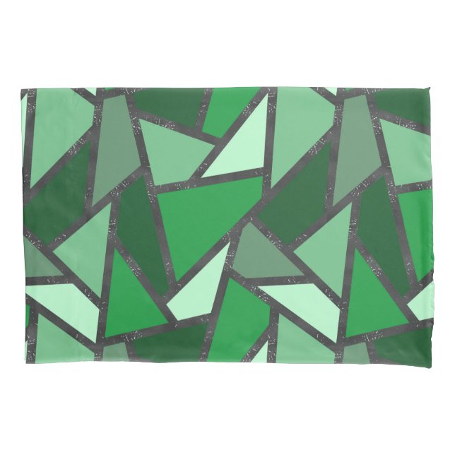 Housse D'oreillers Tons de motif en vitrail vert (devant)