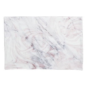 Housse D'oreillers Touche de marbre blanc et gris tourbillonnant chic