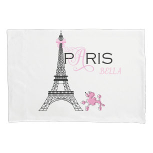 Housse D'oreillers Tour Eiffel Rose Ruban Paris France Caniche Chic