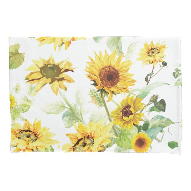 Housse D'oreillers Tournesol aquarelle (devant)