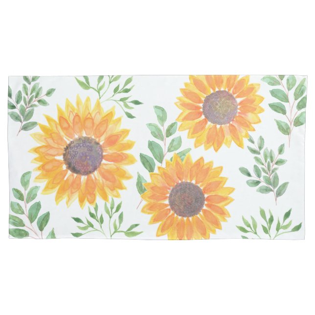 Housse D'oreillers Tournesol Floral Jaune (devant)