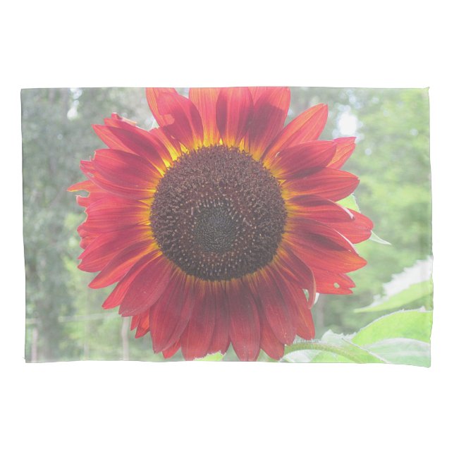Housse D'oreillers Tournesol rouge rouillé (devant)