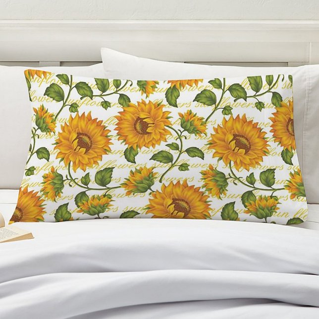 Housse D'oreillers Tournesols et texte (Créateur téléchargé)