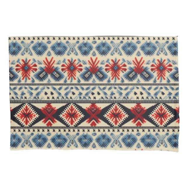 Housse D'oreillers Traditional Folk Embroidery Stripe  Pattern (devant)