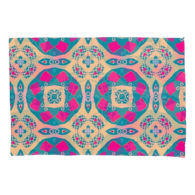 Housse D'oreillers Traditionnel, patchwork péruvien, motif de tuiles (devant)