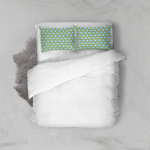Housse D'oreillers Trellis bleu et jaune, treillis, Quatrefoil