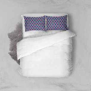 Housse D'oreillers Trellis marocain bleu et rouge, treillis, Quatrefo