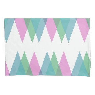 Housse D'oreillers Triangles rose et vert