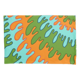 Housse D'oreillers Trippy Green Orange Liquid Dripe Motif Y2K