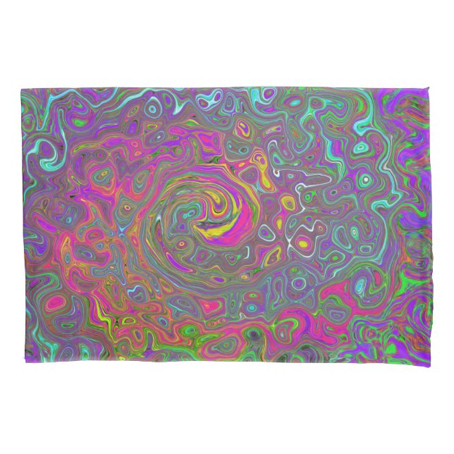 Housse D'oreillers Trippy Hot rose Abstrait Retro Liquid Swirl (devant)