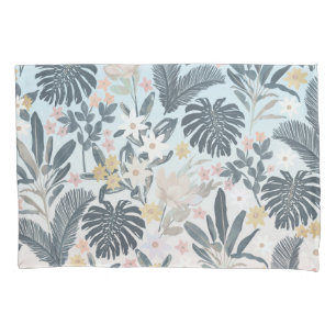 Housse D'oreillers Tropcal Grey Gold Foliage Floral Pattern