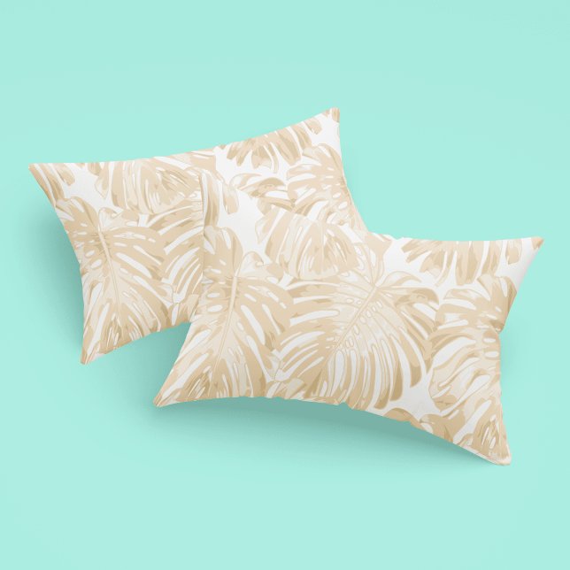Housse D'oreillers Tropical Light Cream Yellow Monstera Jungle Feuill (Créateur téléchargé)