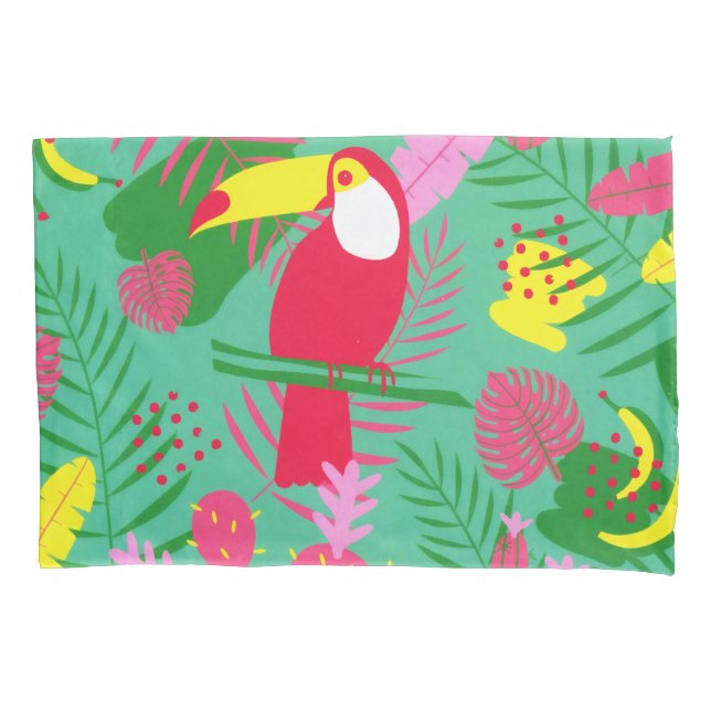 Housse D'oreillers Tropical Wild Jungle Paradise Toucan Aquarelle (devant)